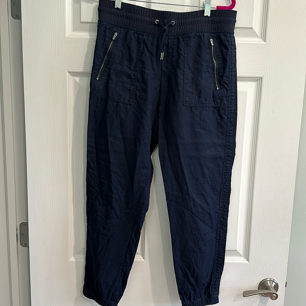 Athleta Cabo Linen Jogger in Navy Blue